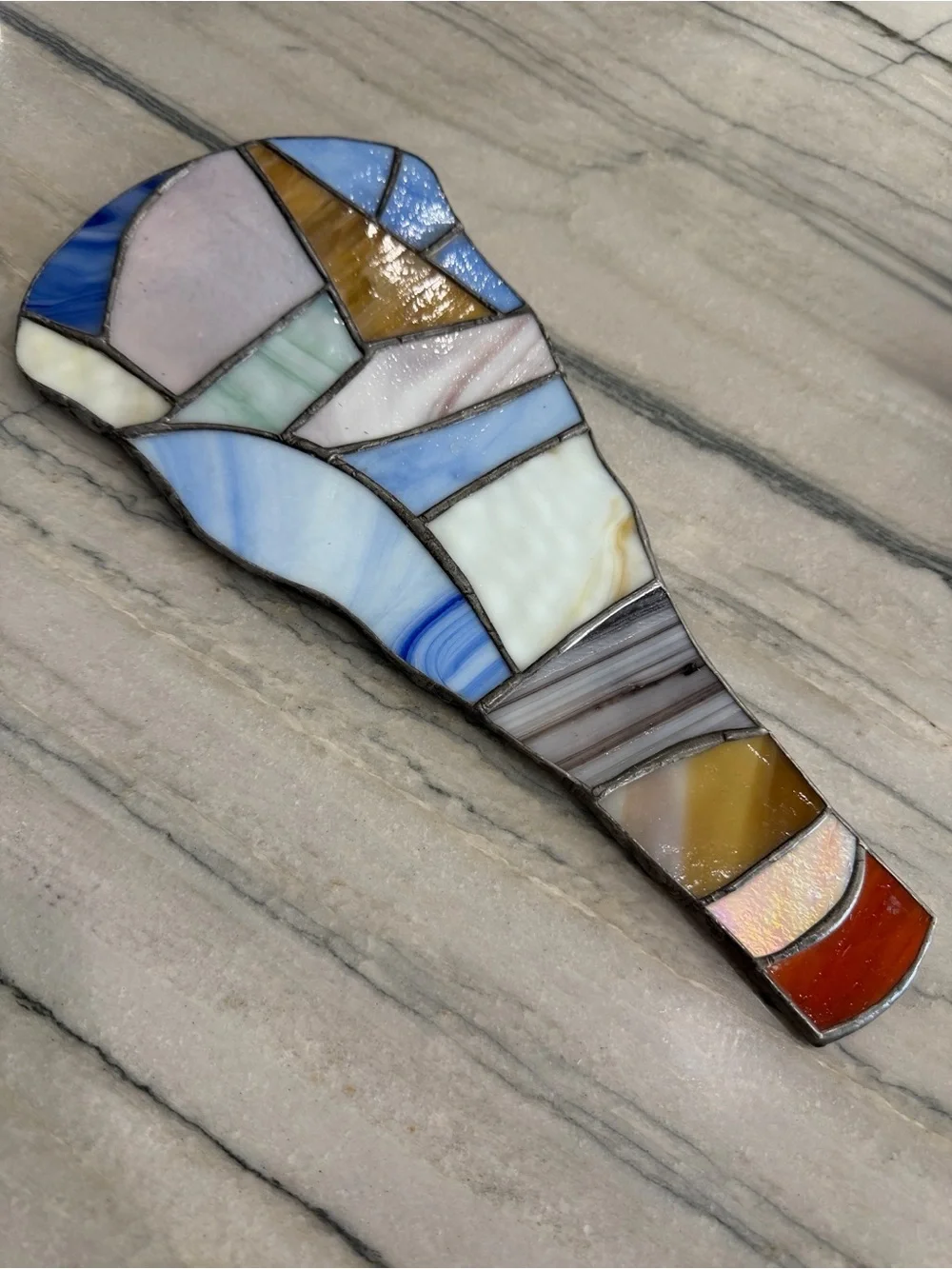 Stained Glass Handheld Mirror Multicolor Mosaic